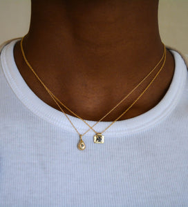 Gold Drop Necklace with Black Diamond