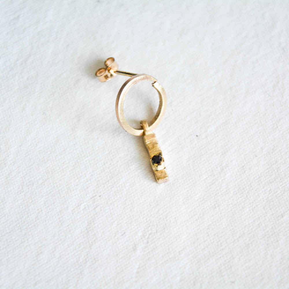 Samsi Earring with Black Diamond Gold Slice Charm